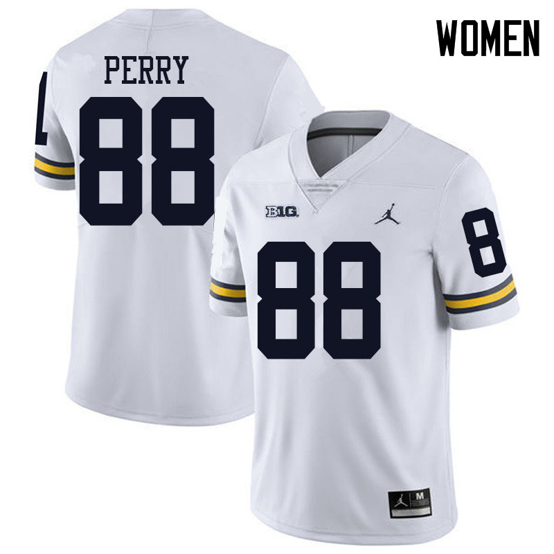 Jordan Brand Women #88 Grant Perry Michigan Wolverines College Football Jerseys Sale-White